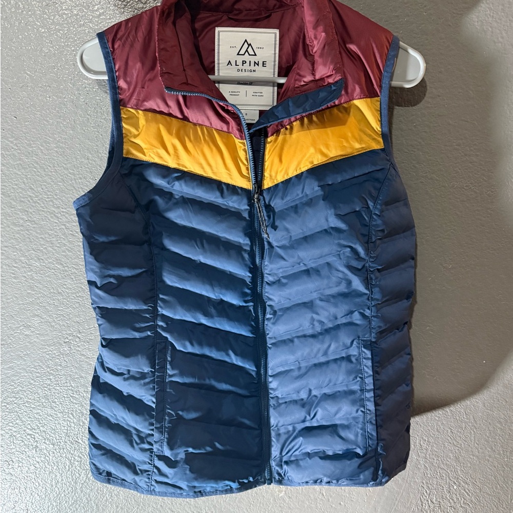 Alpine Design Color Block Vest in Navy, Mustard, and Maroon